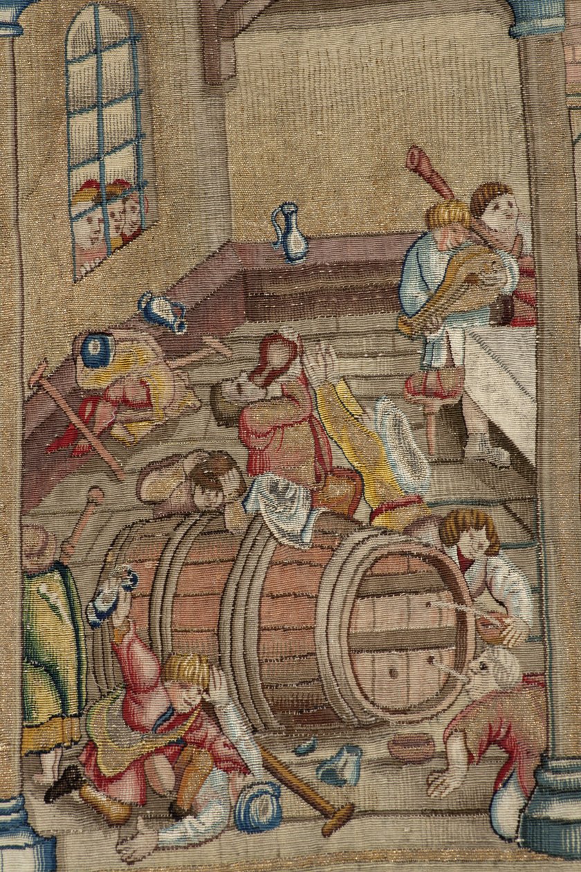 Tapeçaria inspirada no trabalho de Hieronymus Bosch, c.1560 (ouro, prata, seda e lã) de Hieronymus (after) Bosch