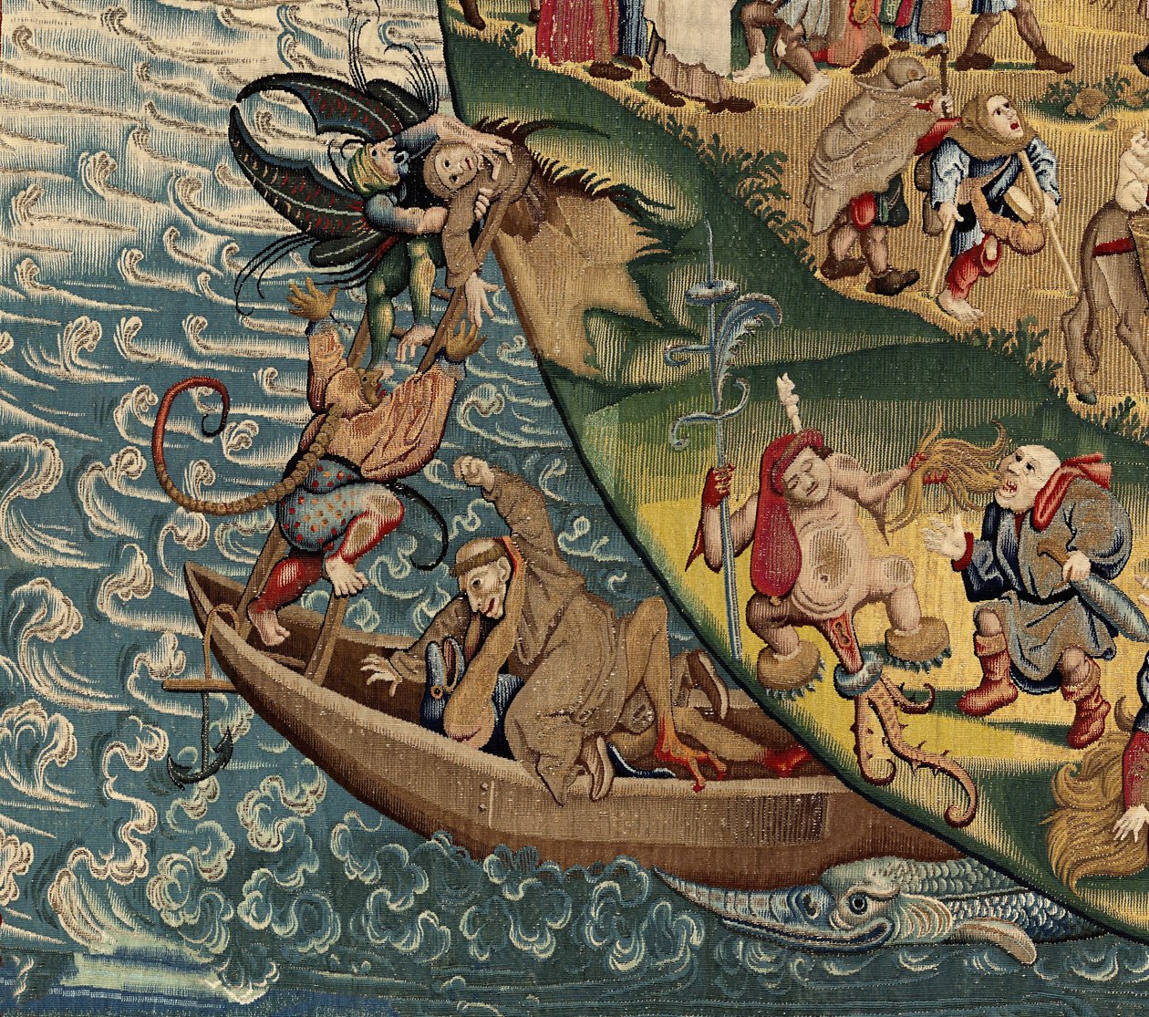 Tapeçaria inspirada no trabalho de Hieronymus Bosch, c.1560 (ouro, prata, seda e lã) de Hieronymus (after) Bosch