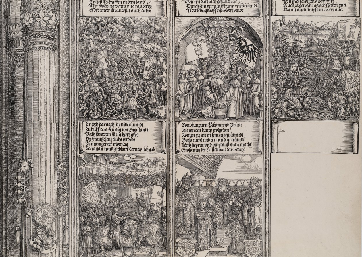Aliança de Maximiliano com Henrique VIII, O Casamento Duplo em Viena, A Campanha em Gelde..., 1515. de Hieronymus Andreae
