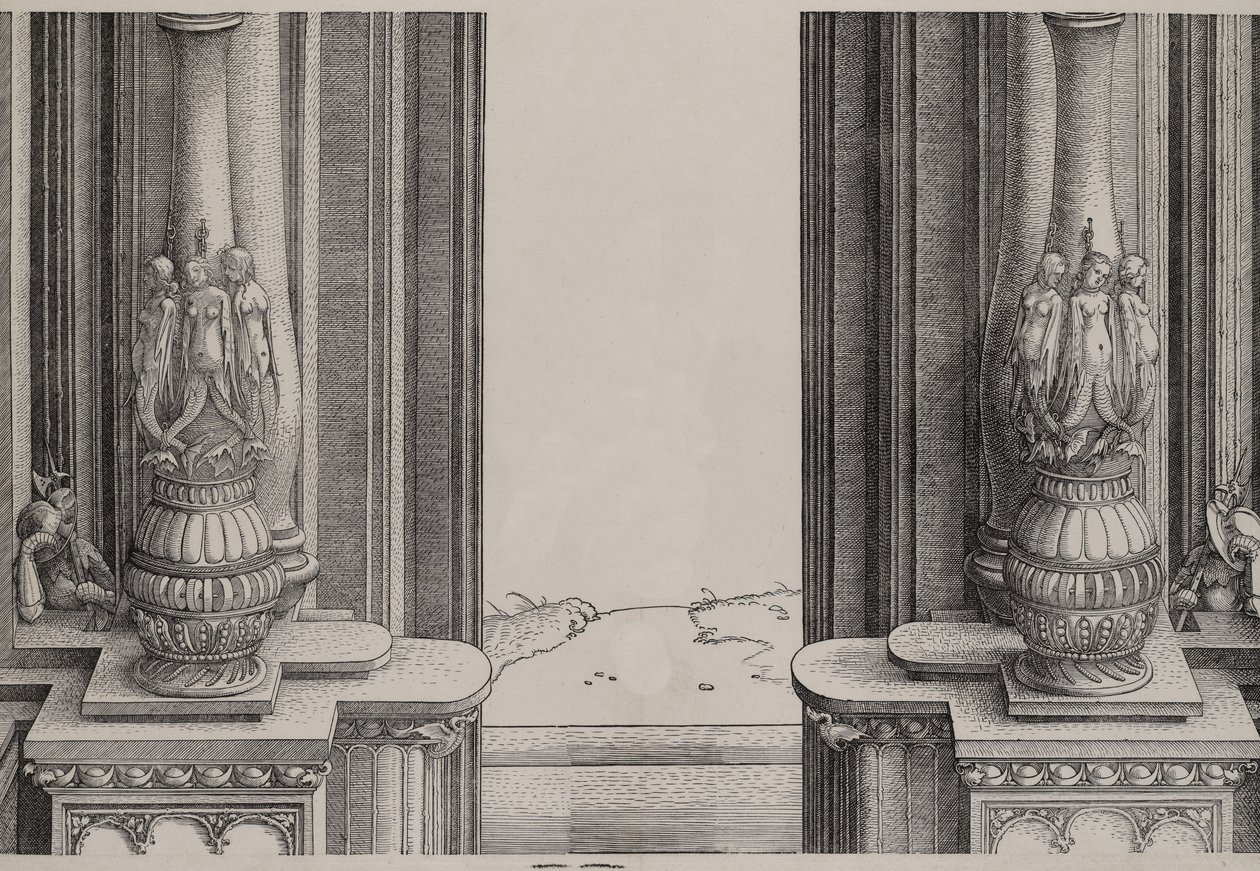 O Troço Médio da Porta de Entrada do Portal Central, as Colunas Decoradas por Sereias..., 1515. de Hieronymus Andreae