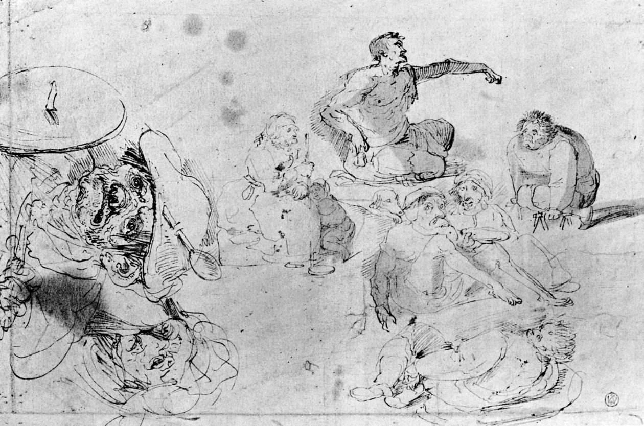 Uma página de esboços, atribuída a Jerome Bosch de Hieronymus Bosch