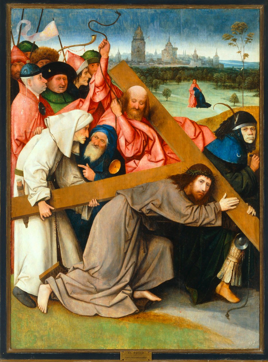 Carregando a Cruz ... (óleo sobre madeira) de Hieronymus Bosch