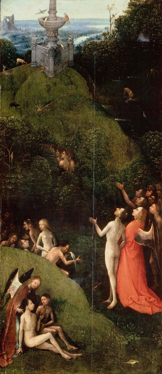 O Paraíso Terrestre. De: Four Visions of the Hereafter par Bosch, Hieronymus (c. 1450-1516). Óleo sobre madeira, tamanho : 88,5x39,8, ca 1490-1510, Palazzo Grimani, Veneza de Hieronymus Bosch