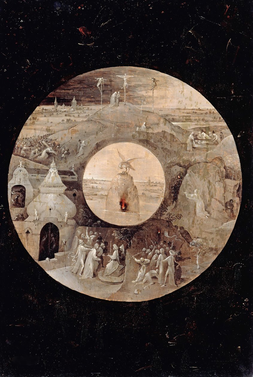 São João Evangelista no lado reverso de Patmos. A paixão de Cristo, c. 1505 de Hieronymus Bosch