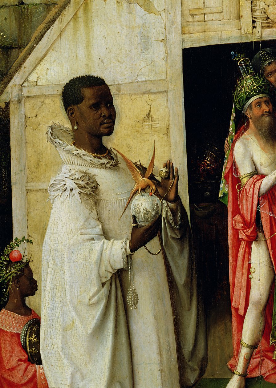 A Adoração dos Magos: detalhe do rei Balthazar do painel central do tríptico, 1510 de Hieronymus Bosch