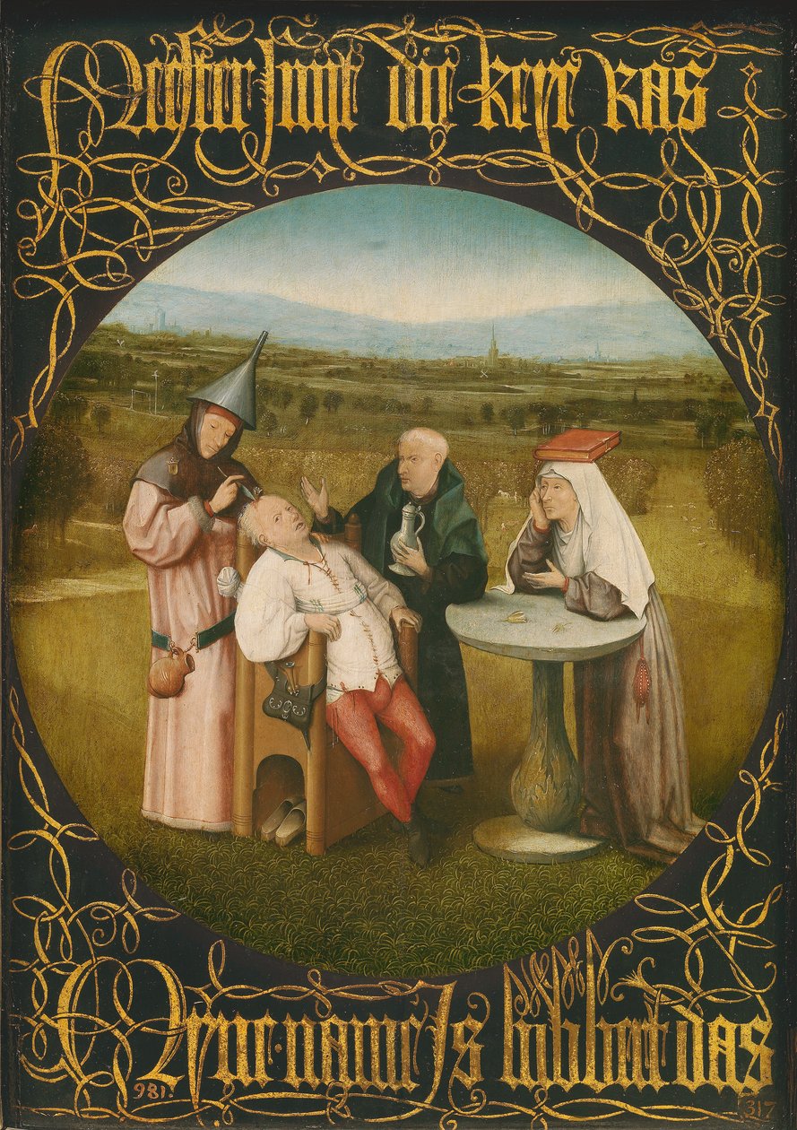 The Cure of Folly, c.1494 (óleo no painel) de Hieronymus Bosch