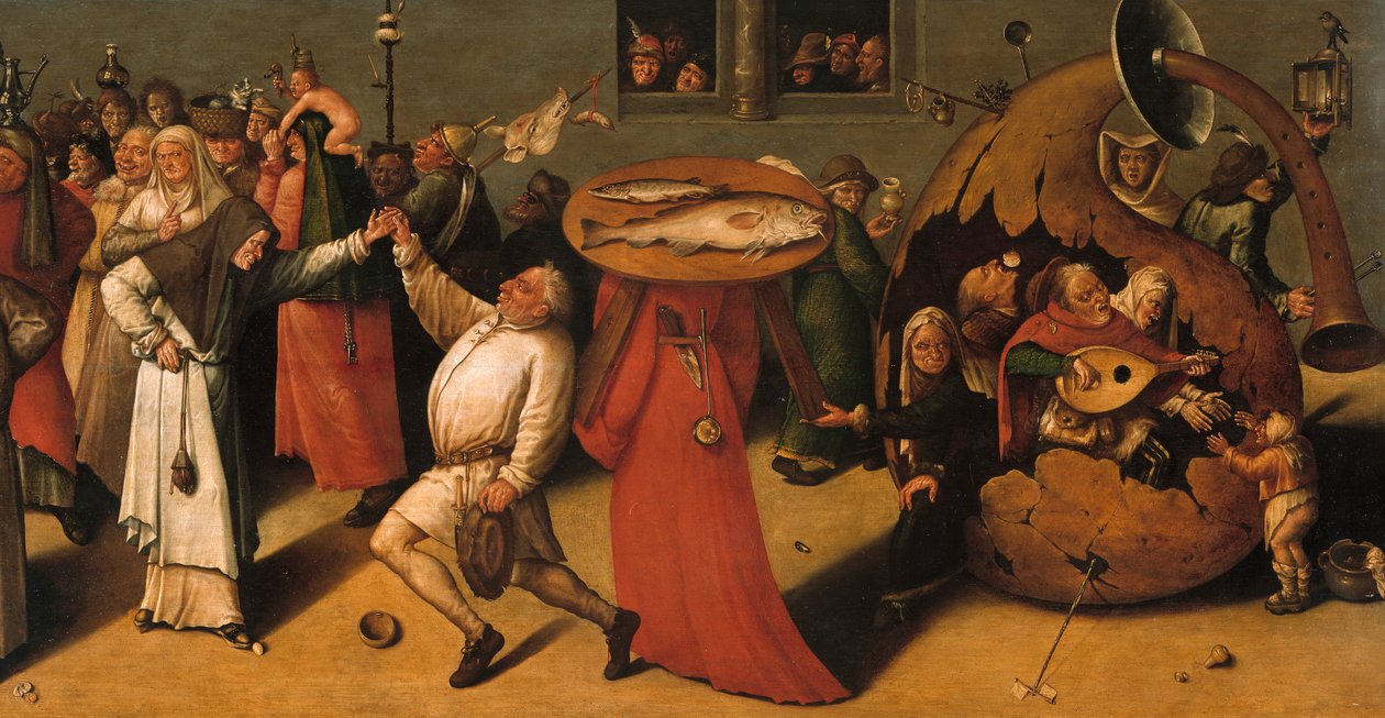 A Luta entre o Carnaval e o Pormenor da Quaresma. de Hieronymus, Bosch