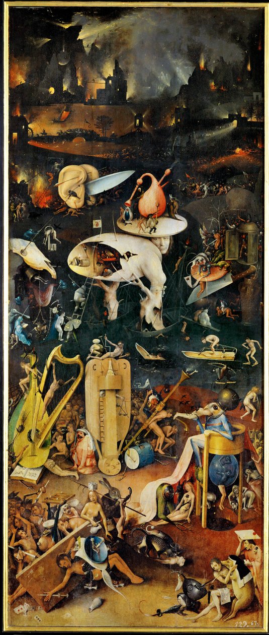 O Jardim das Delícias, tríptico, painel direito ... (pintura sobre madeira) de Hieronymus Bosch