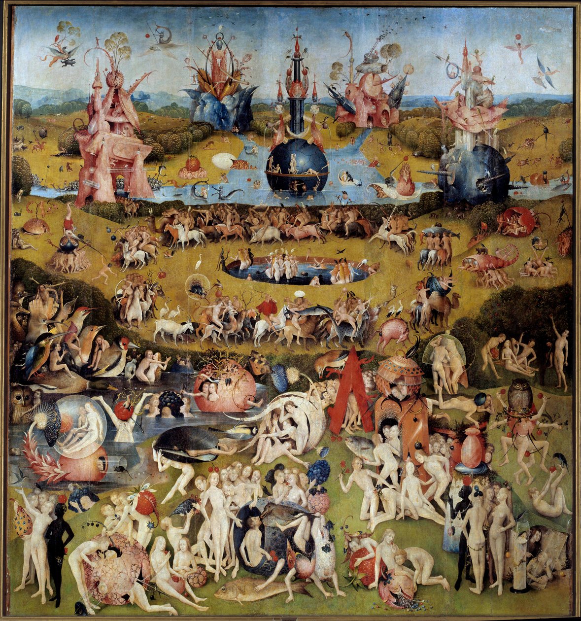 O Jardim das Delícias Terrenas. Painel central: os amantes a saborear os frutos de Hieronymus Bosch