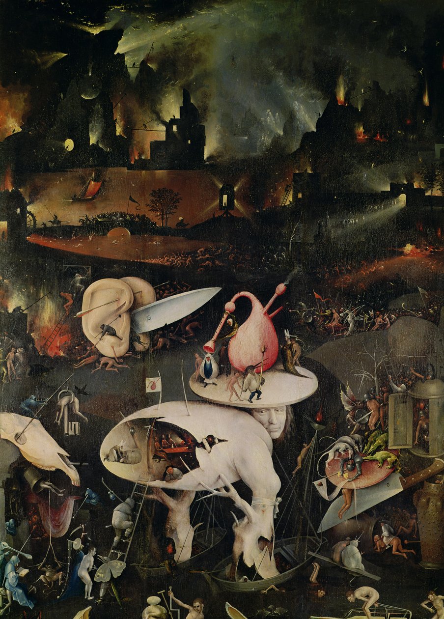 O Jardim das Delícias Terrenas, Inferno, asa direita do tríptico, c.1500 de Hieronymus Bosch
