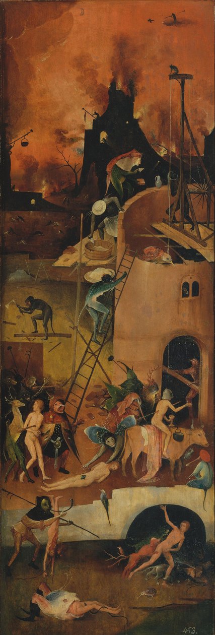 O painel direito do tríptico de Haywain, c. 1516 de Hieronymus Bosch