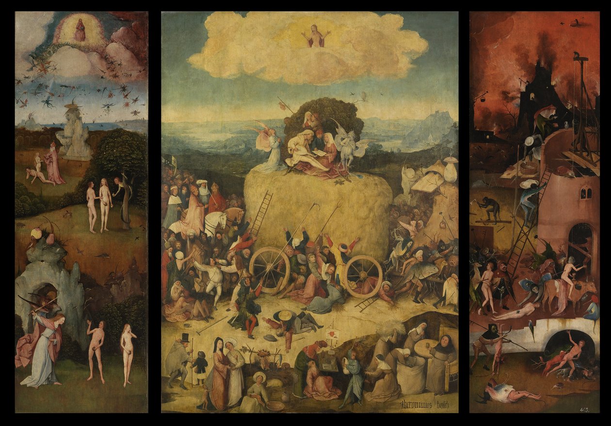 O tríptico de Haywain, c. 1516 de Hieronymus Bosch