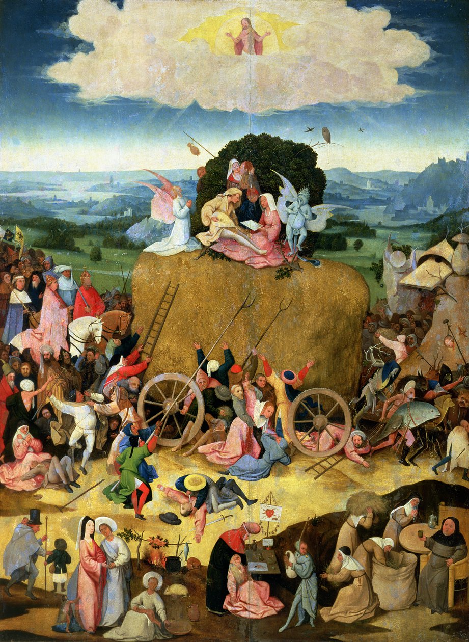 O Haywain: painel central do tríptico, c.1500 de Hieronymus Bosch