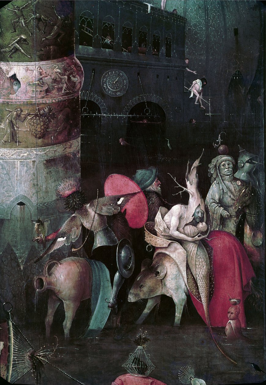 A Tentação de Santo Antônio Detalhe do painel central de um tríptico, entre 1495 e 1515 de Hieronymus Bosch