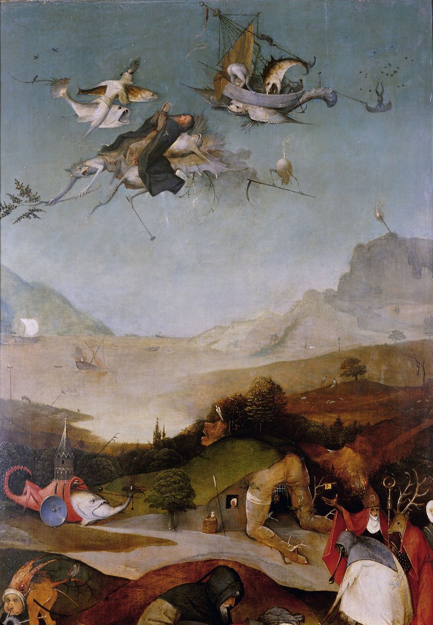 A Tentação de Santo Antônio Detalhe da asa esquerda de um tríptico, entre 1495 e 1515 de Hieronymus Bosch
