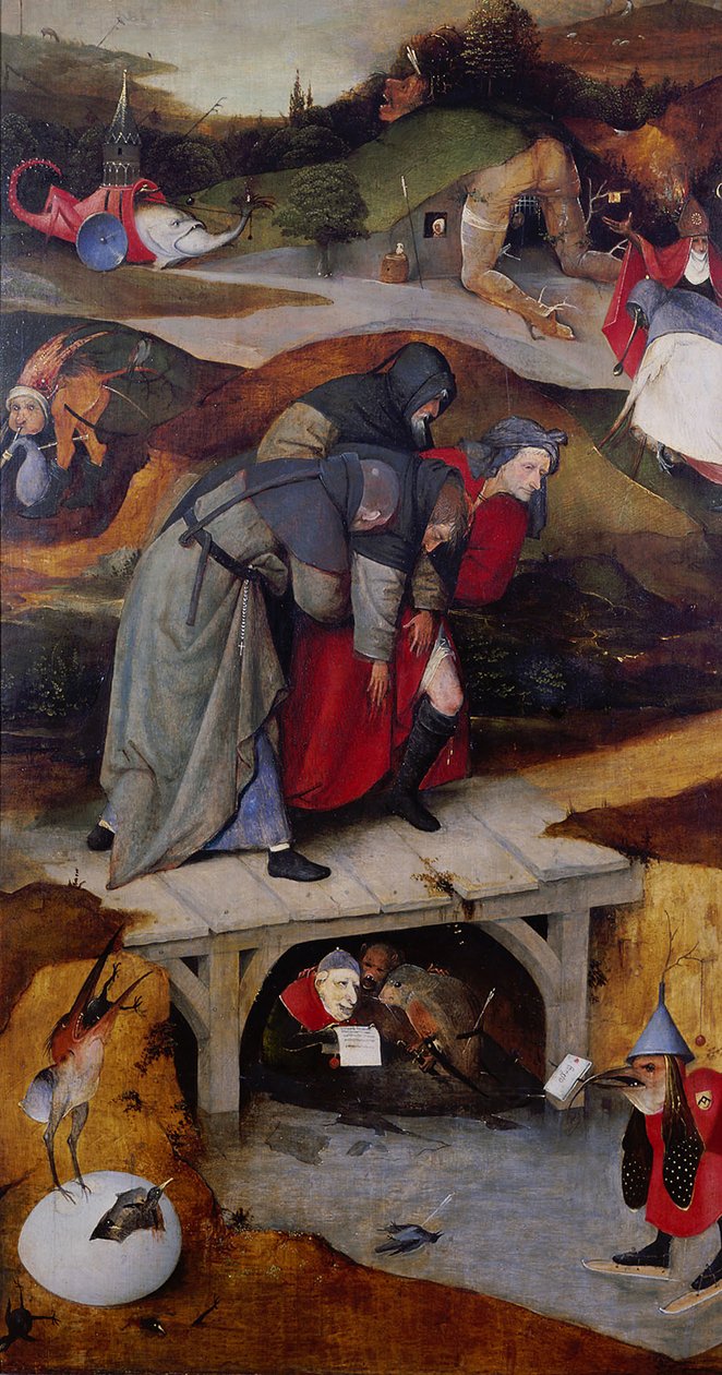 A Tentação de Santo Antônio Detalhe da asa esquerda de um tríptico, entre 1495 e 1515 de Hieronymus Bosch