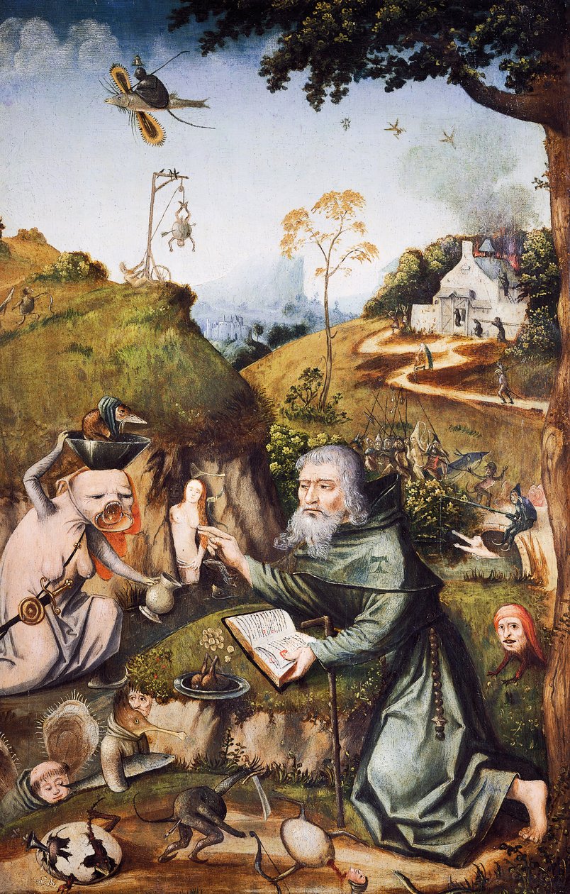 A Tentação de Santo António, de Hieronymus Bosch (ca. 1450-1516), óleo sobre painel. Países Baixos de Hieronymus Bosch