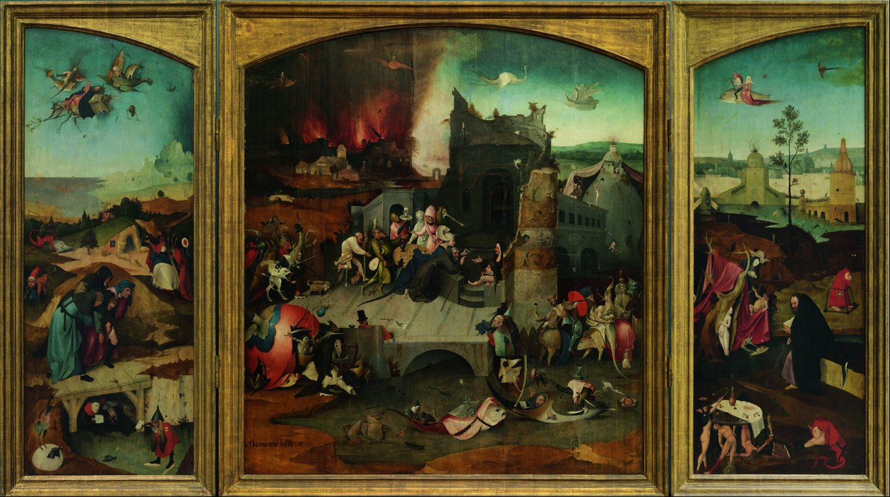  A tentação de Santo António. Reprodução em alta resolução a partir do Projecto de Arte Google. O canto superior esquerdo teve de ser resampled de Hieronymus Bosch