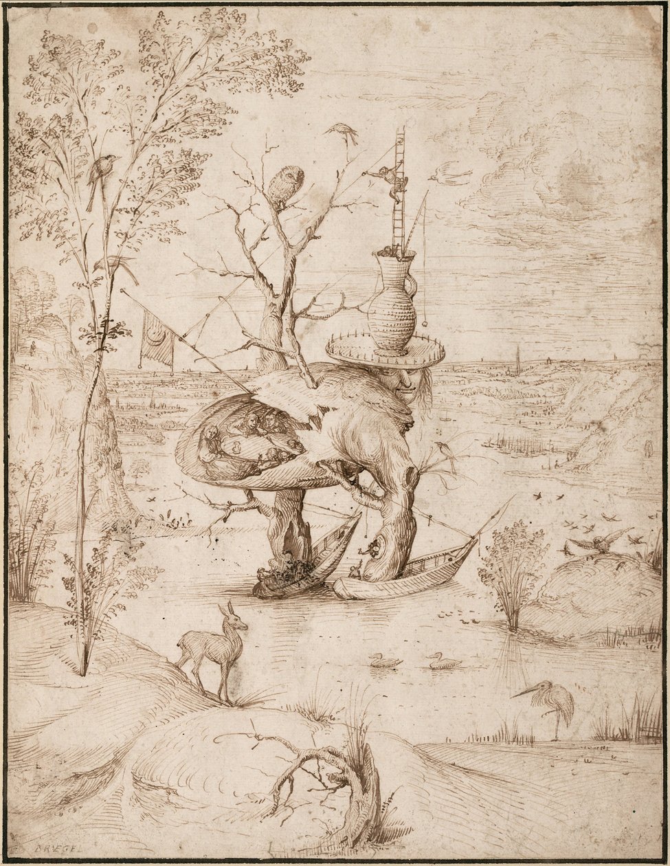 O Homem da Árvore, c. 1505 (tinta castanha sobre papel) de Hieronymus Bosch