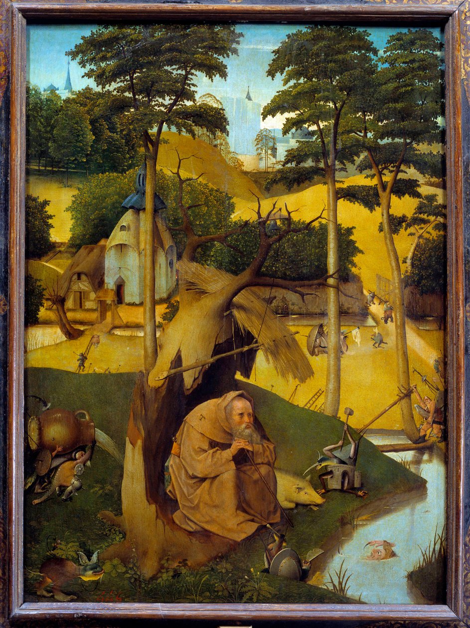 A tentação de Santo Antônio O eremita Santo Antônio o Grande (251-356) (ou Santo Antônio o Eremita ou Santo Antônio a Abadia) está sujeito às tentações do demônio no deserto. Pintura de Hieronymus Van Aeken (Aken) dit Jerome Bosch (1450- de Hieronymus Bosch