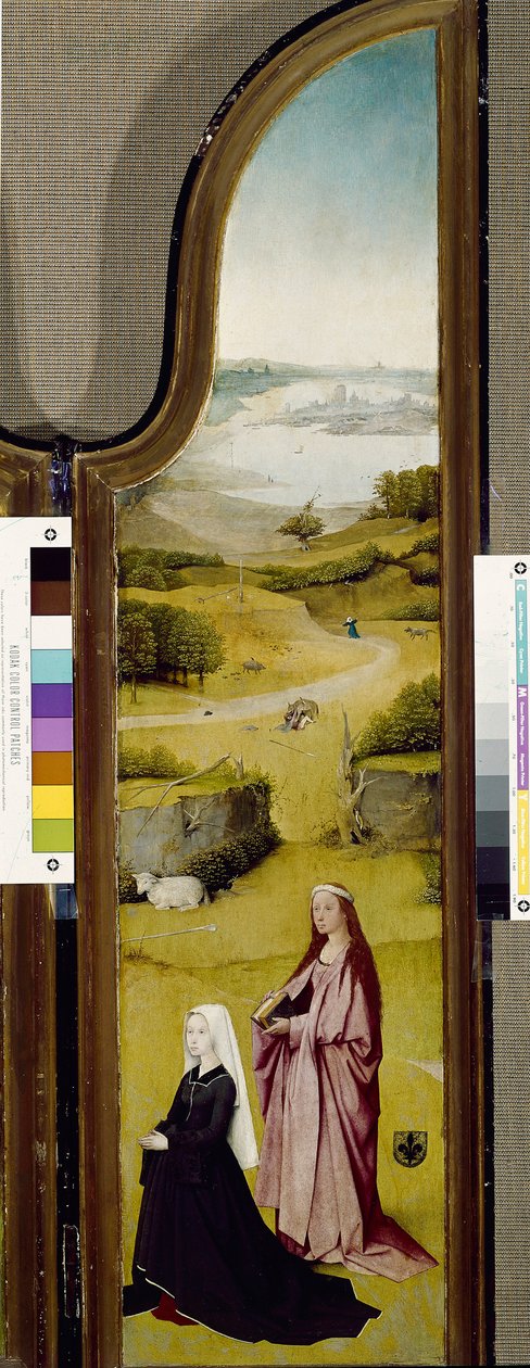 Tríptico da Epifania, com Santa Inês de Roma e doador (óleo sobre painel de Hieronymus Bosch