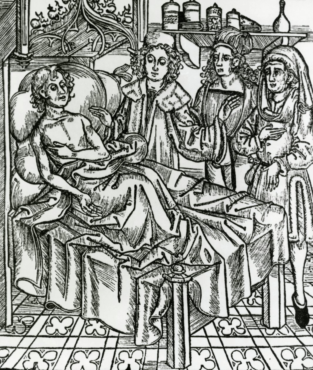 Médicos que examinam o leproso de Hieronymus Brunschwig