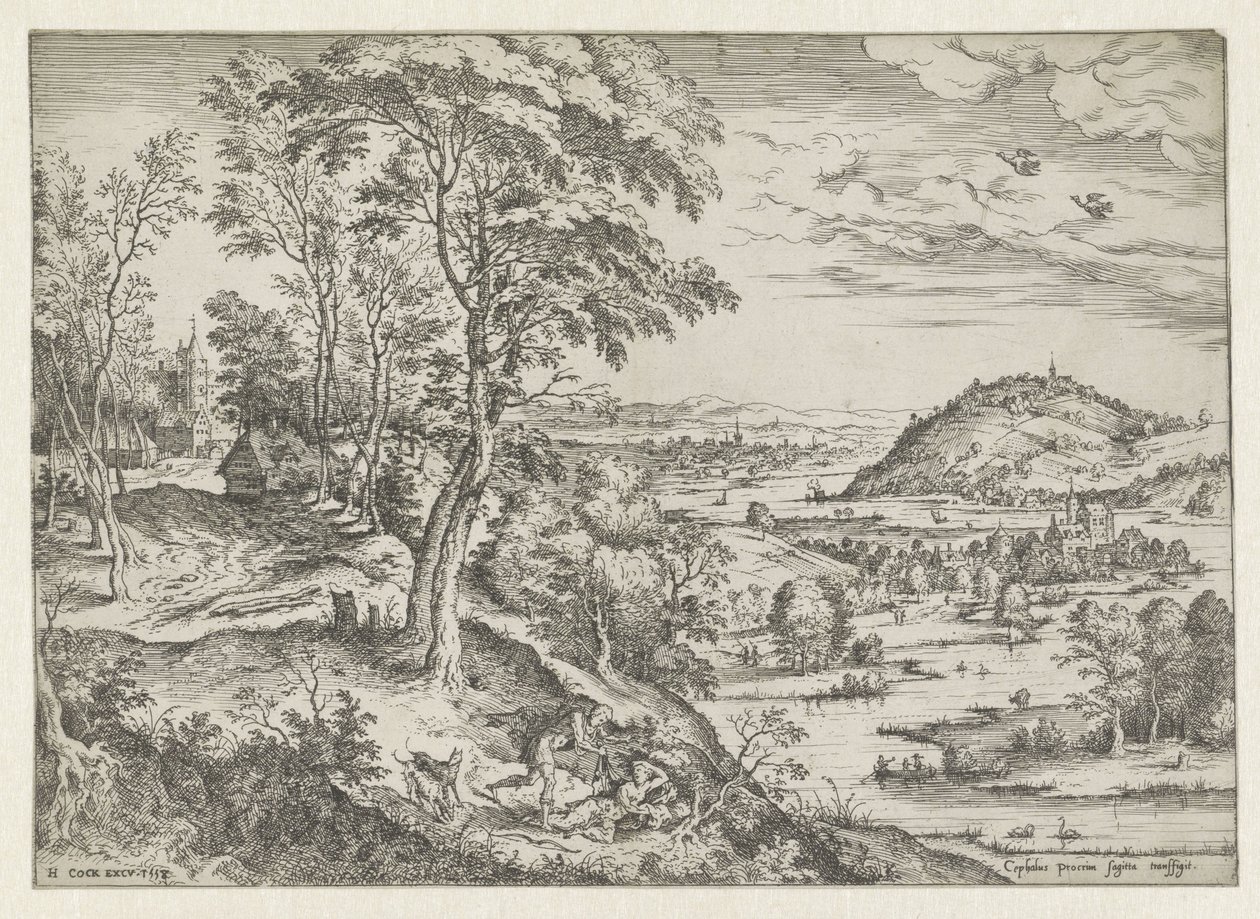 Cephalus e Procris
Paisagens com cenas bíblicas e mitológicas (título da série) de Hieronymus Cock