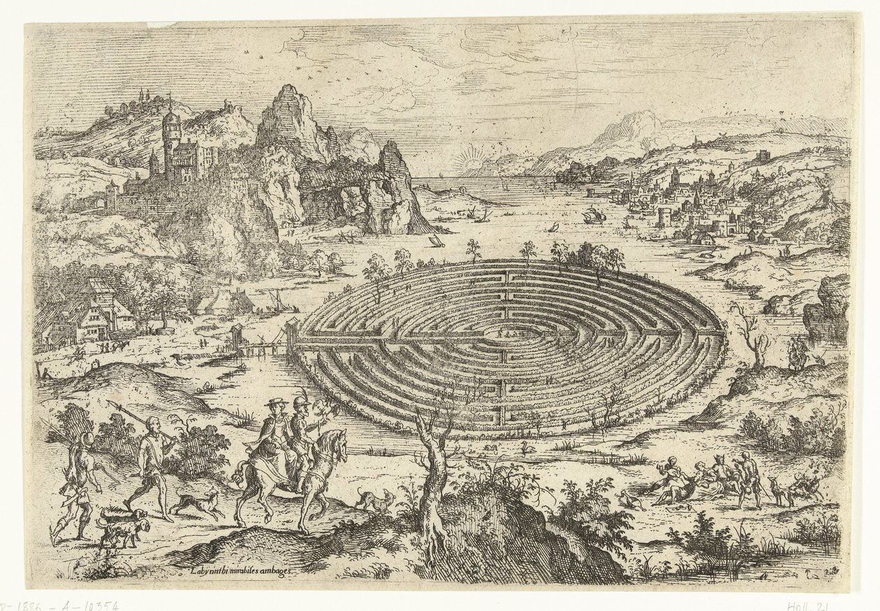 O labirinto cretense Paisagens com cenas bíblicas e mitológicas (título da série) de Hieronymus Cock