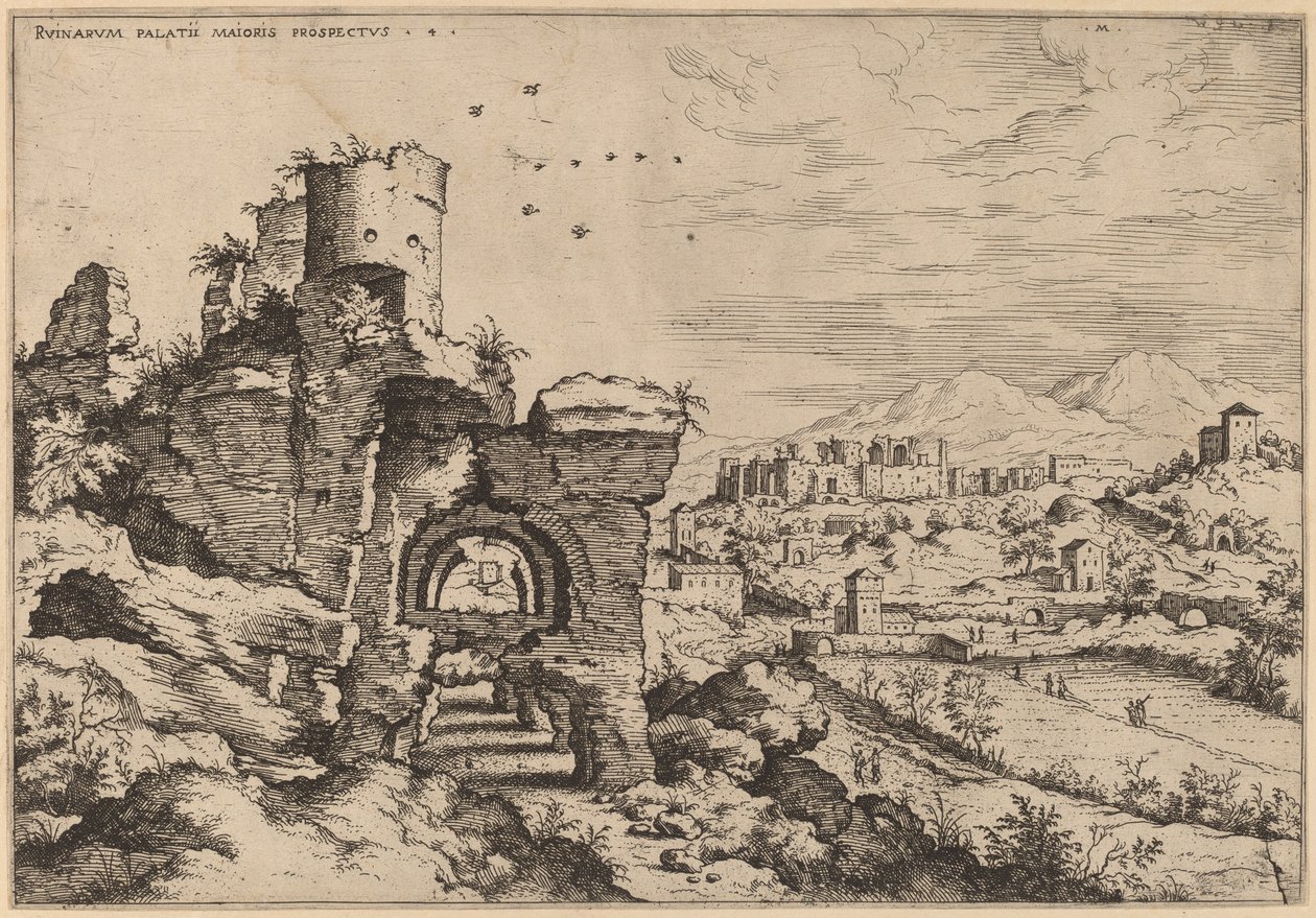 Ruínas no Palatino, olhando para os banhos de Caracalla de Hieronymus Cock