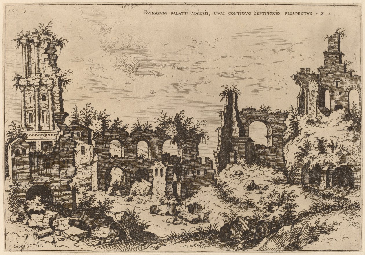 Ruínas no Palatino com o Septizonium de Hieronymus Cock