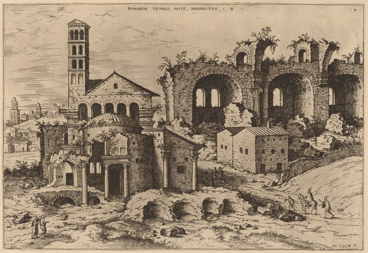 O Templo de Augusto e Faustina, o Templo de Divus Romulus e a Basílica de Constantino de Hieronymus Cock