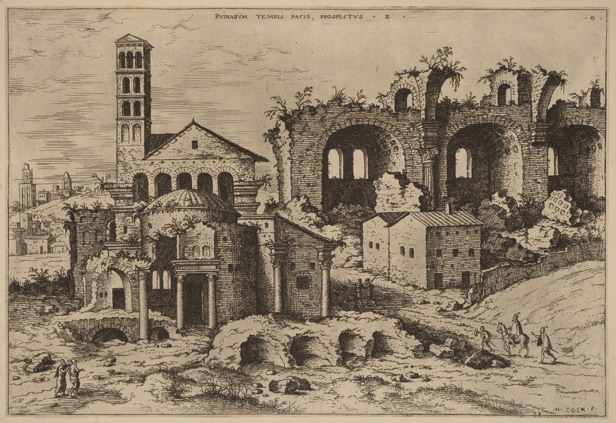 O Templo de Augusto e Faustina, o Templo de Divus Rómulo e a Basílica de Constantino de Hieronymus Cock