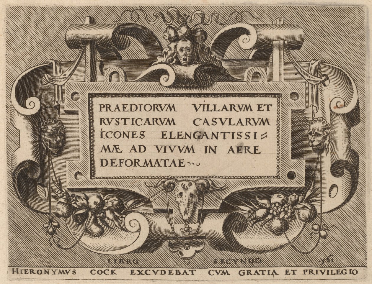 Página de título para "Compras de Villas" de Hieronymus Cock