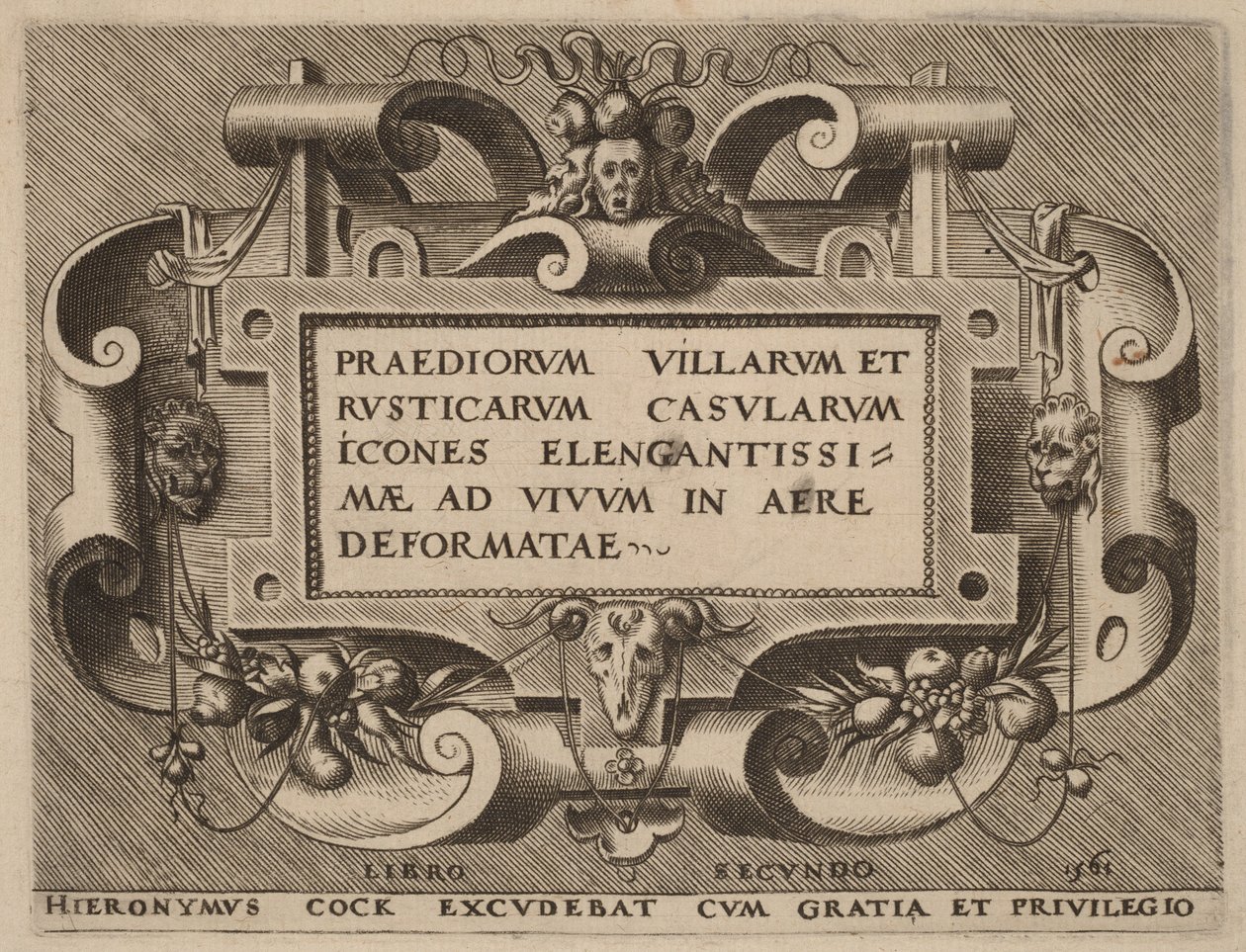Página de rosto de «Praediorum Villarum» de Hieronymus Cock