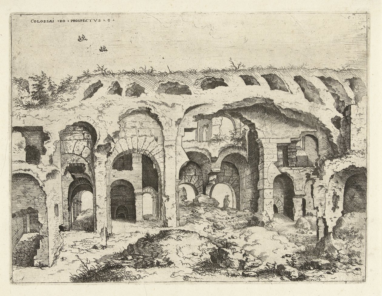 Quarta vista do Coliseu, em Roma de Hieronymus Cock