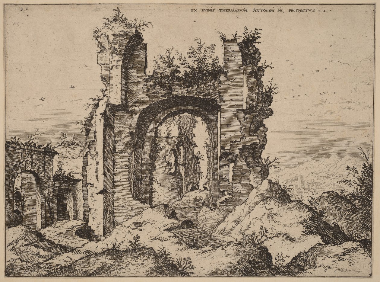 Vista dos Banhos de Caracalla de Hieronymus Cock