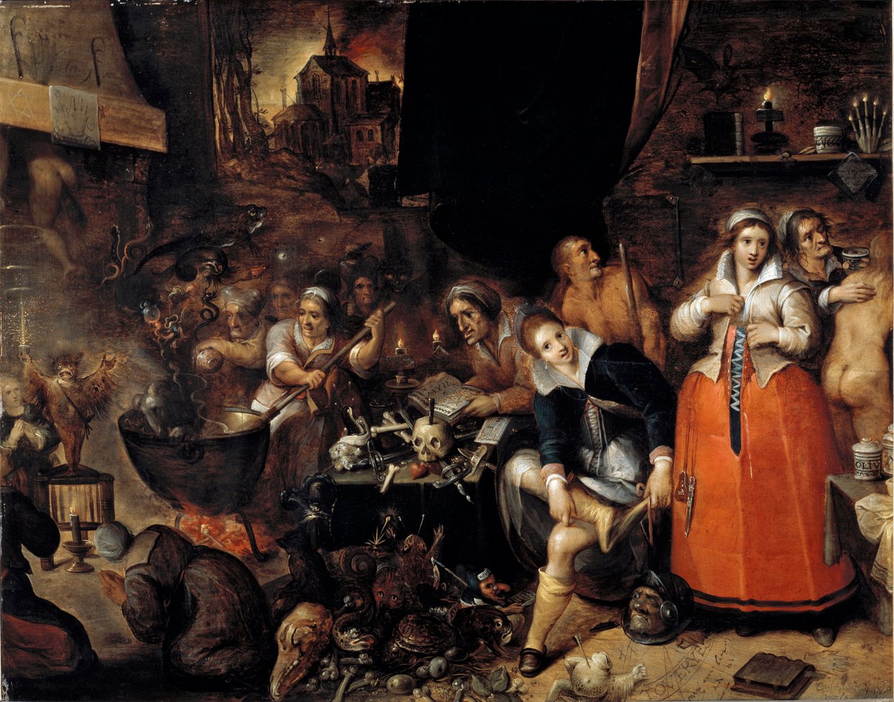 A cozinha das bruxas Quadro de Hieronymus Francken de Hieronymus Francken
