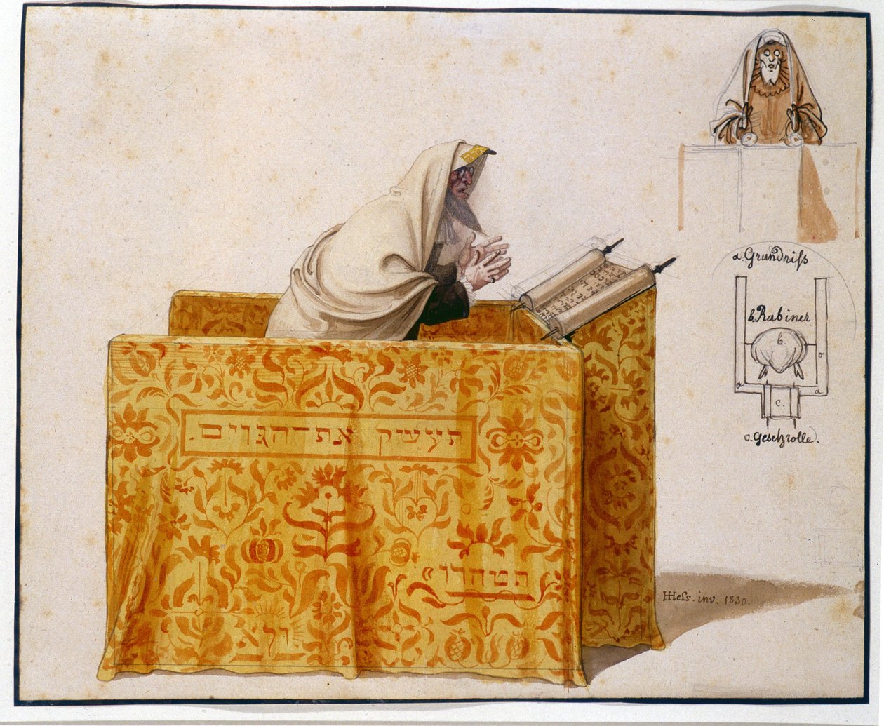 Um rabino em uma sinagoga de 1830 de Hieronymus Hess