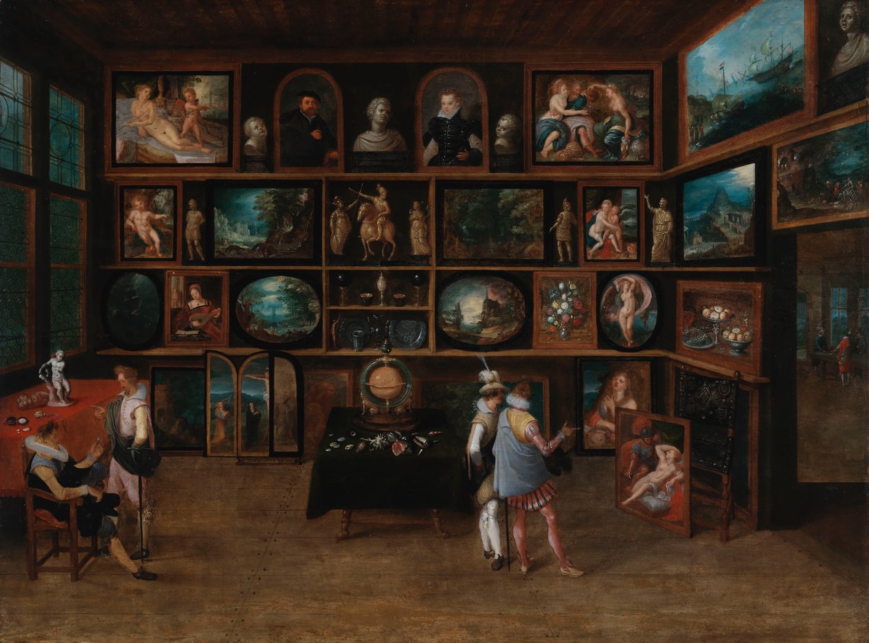 Conhecedores em uma Galeria, primeiro terço do século XVII.. de Hieronymus II . Francken