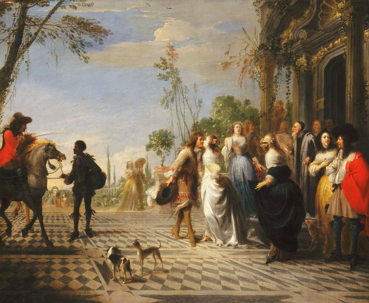 A parábola do filho pródigo - o filho pródigo saindo de casa de Hieronymus Janssens