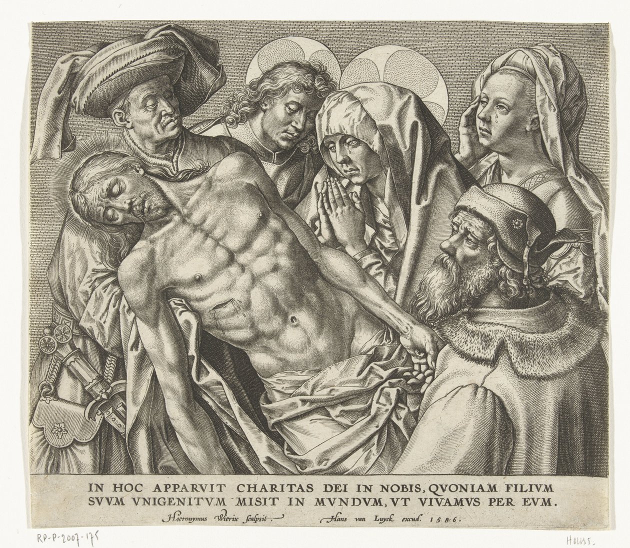 O corpo do Cristo morto é transportado de Hieronymus Wierix