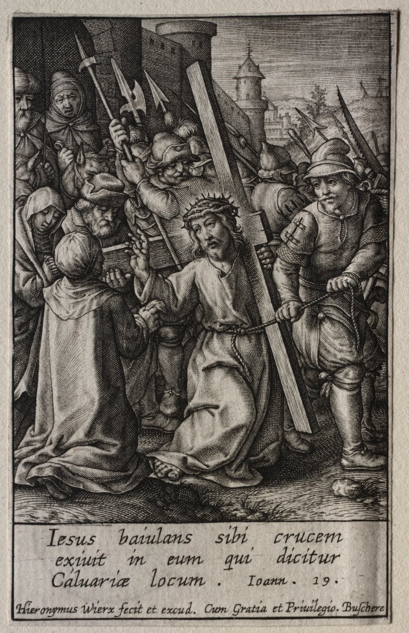 A Paixão: Cristo Carregando a Cruz de Hieronymus Wierix