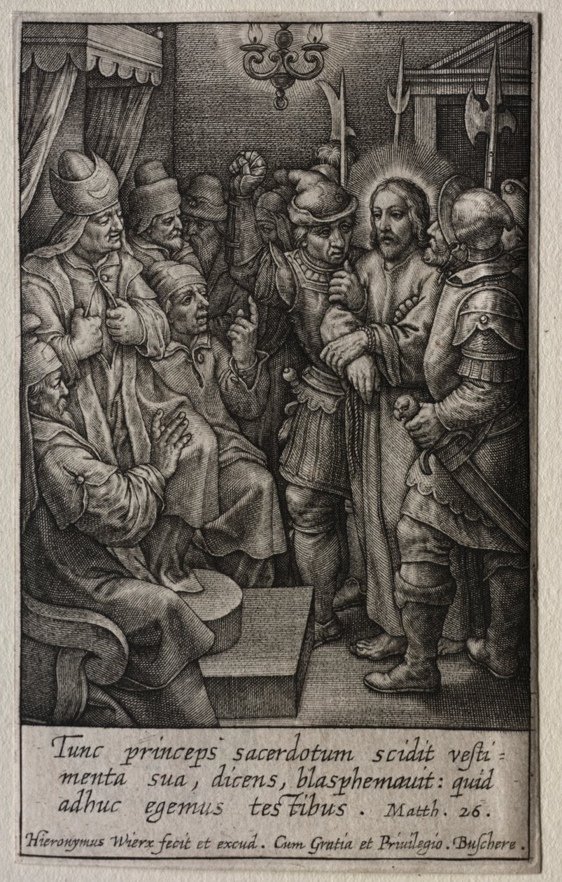 A Paixão: Cristo diante de Caifás de Hieronymus Wierix