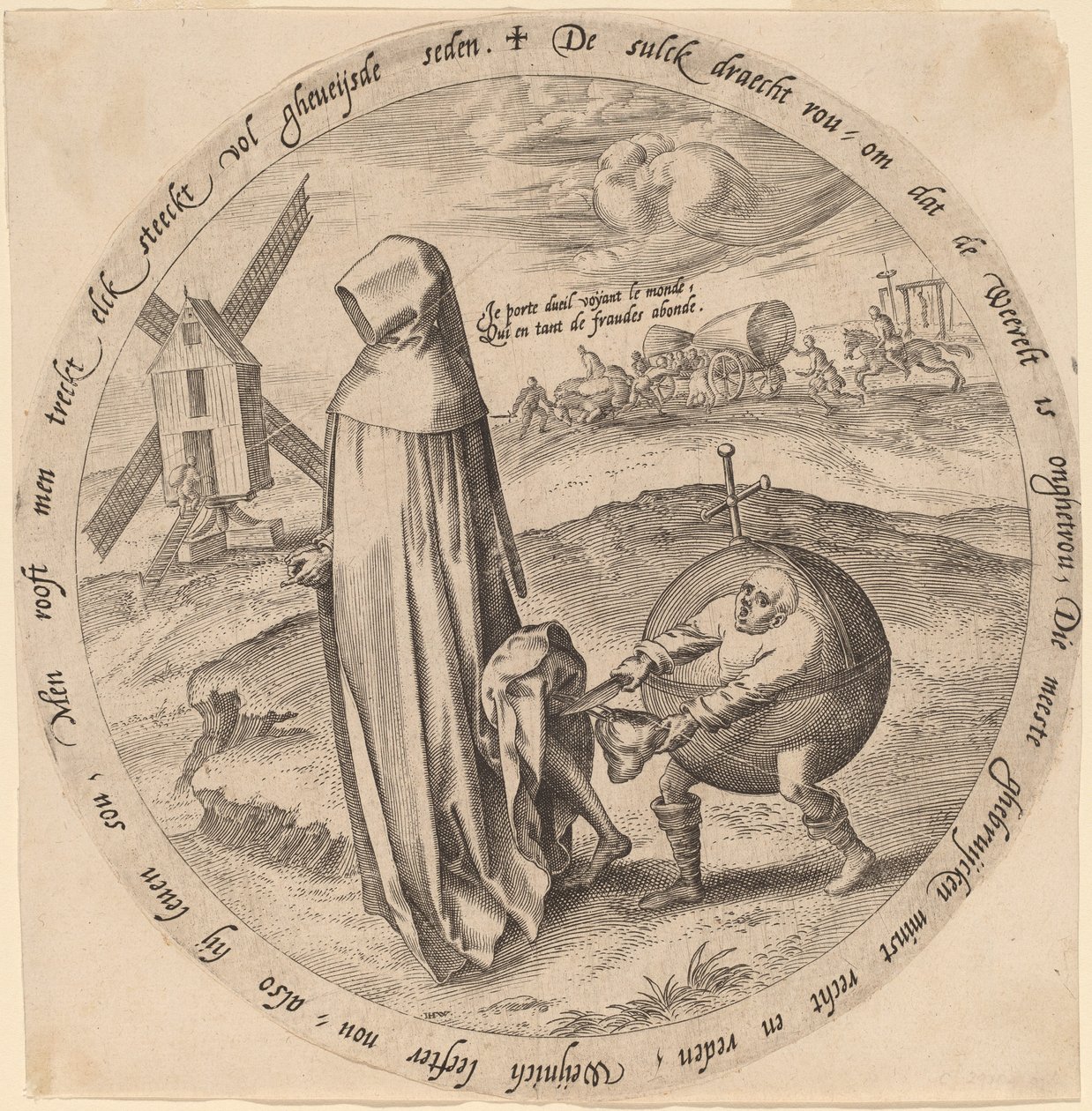 O misantropo roubado pelo mundo de Hieronymus Wierix after Pieter Bruegel the Elder