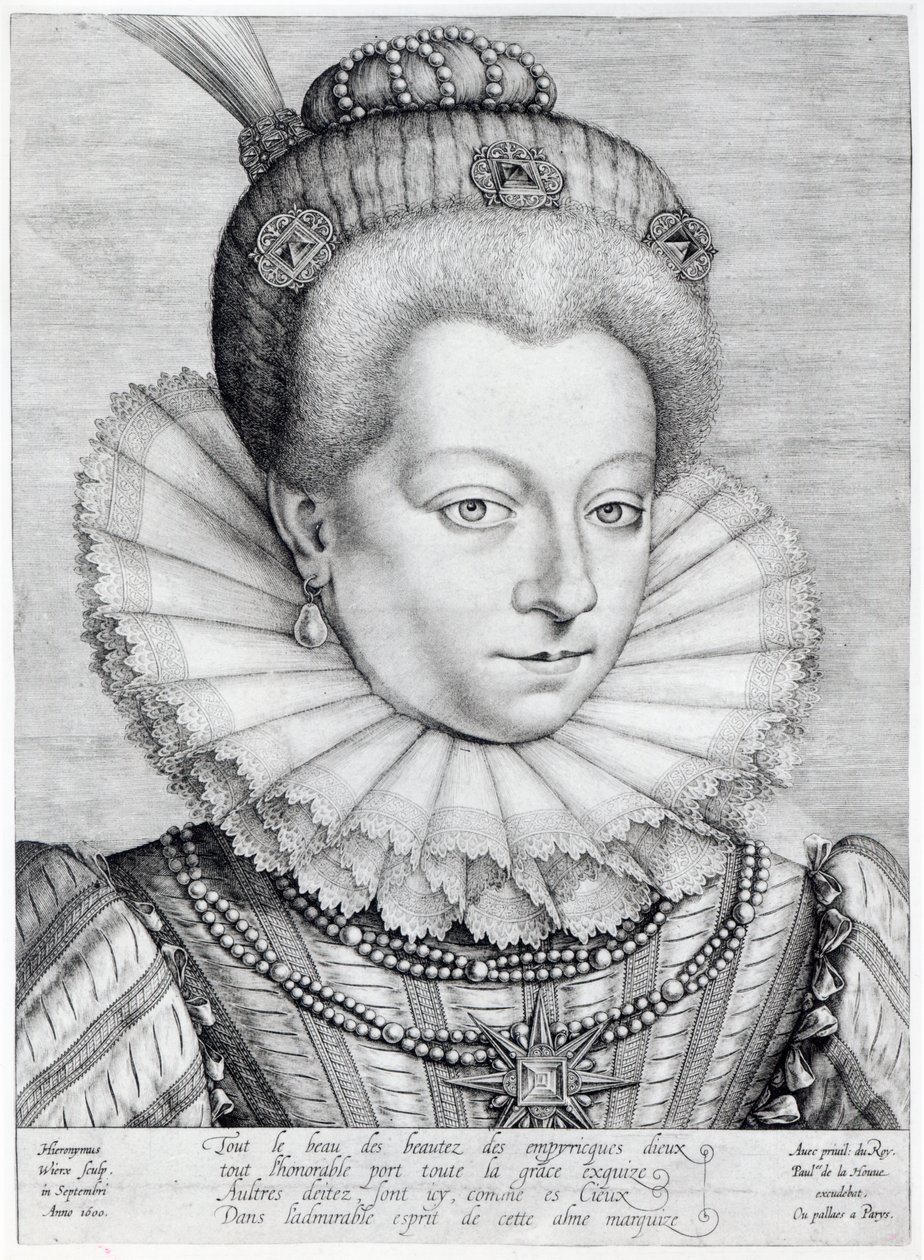 Retrato de Catherine Henriette de Balzac d&39;Entragues (1579-1633), Marquesa de Verneuil, 1600 de Hieronymus or Jerome Wierix