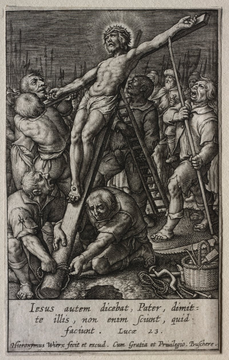 A paixão: Cristo sendo crucificado. de Hieronymus or Jerome Wierix