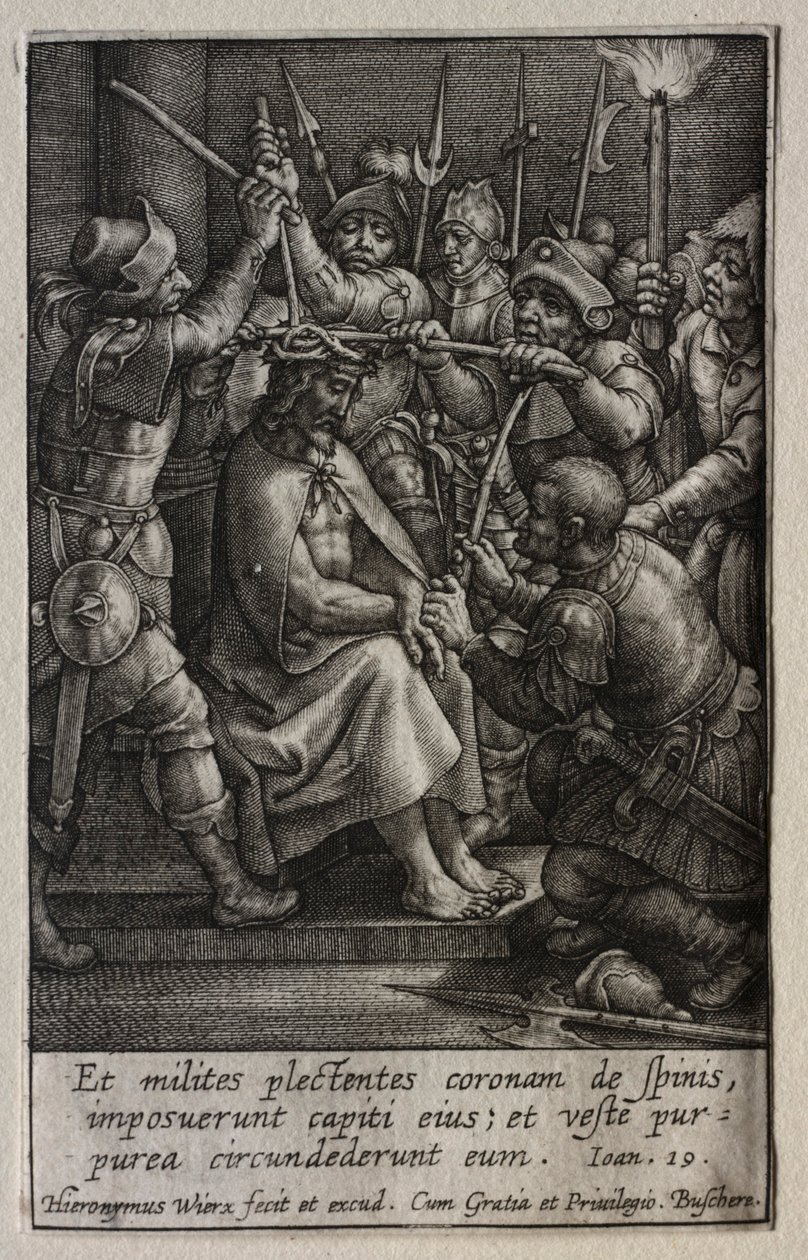 A paixão: a coroação de espinhos. de Hieronymus or Jerome Wierix