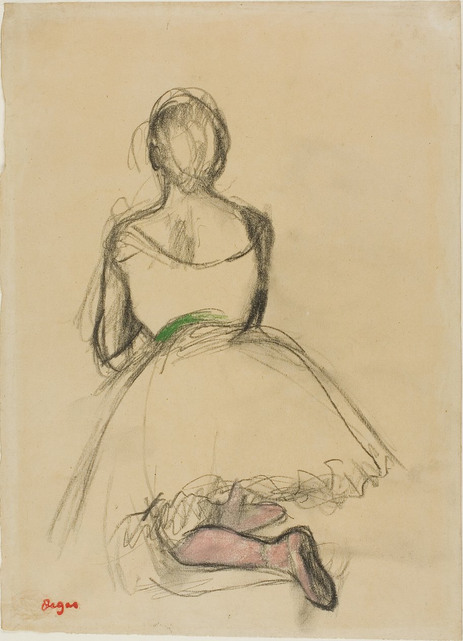 Dançarino ajoelhado, visto de trás de Hilaire Germain Edgar Degas