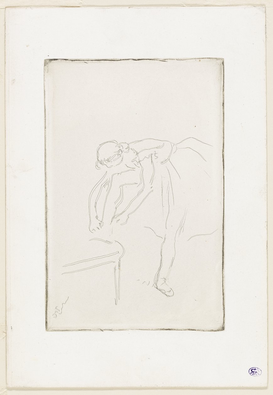Bailarina a calçar o sapato de Hilaire Germain Edgar Degas