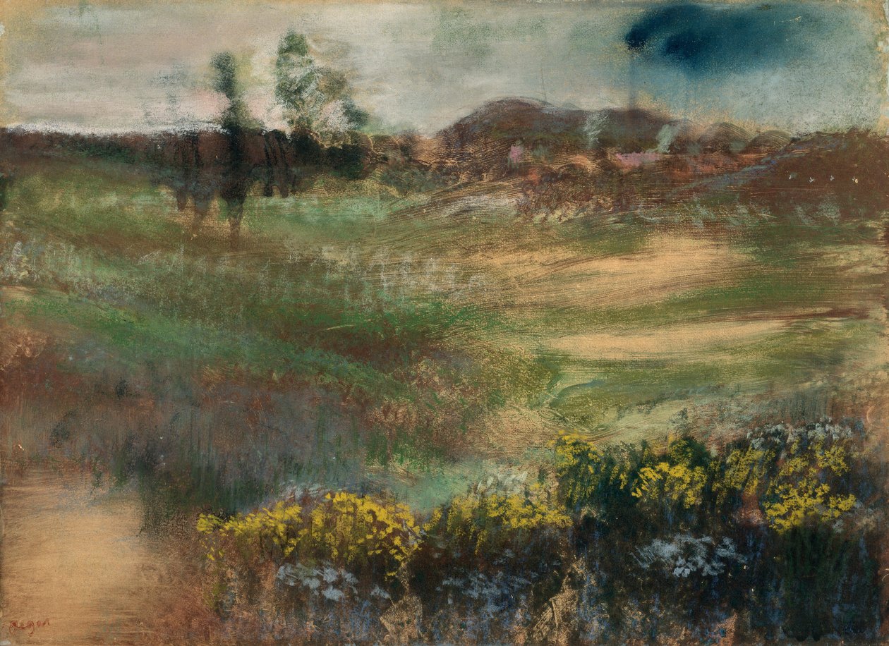 Paisagem com chaminés de fumo de Hilaire Germain Edgar Degas